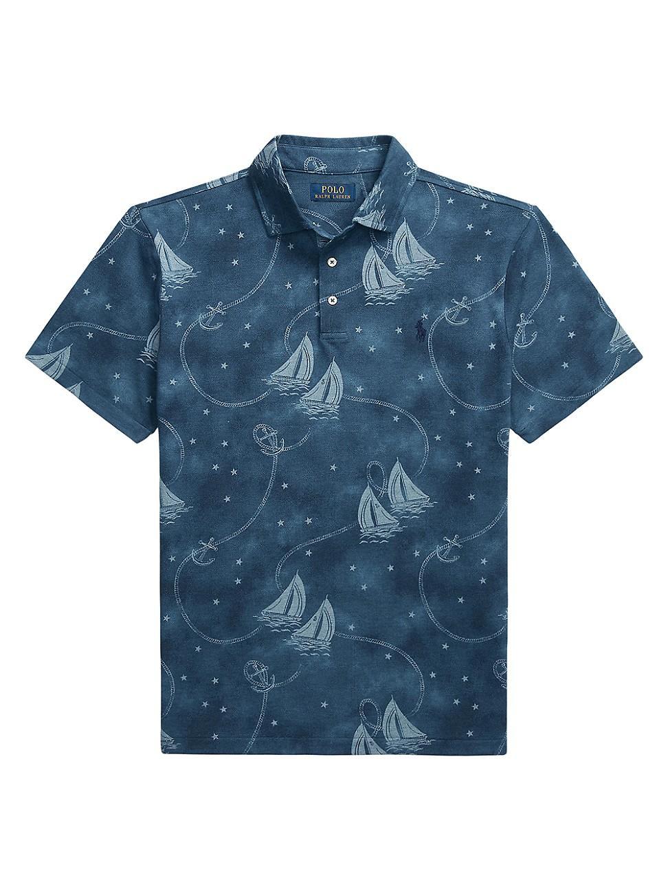 Mens Graphic Cotton Polo Shirt Product Image