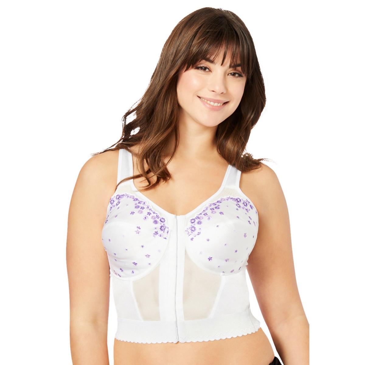 Comfort Choice Womens Embroidered Front-Close Longline Posture Bra Product Image