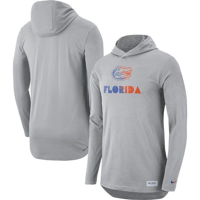 Mens Nike Gray Clemson Tigers Campus Performance Hoodie Long Sleeve T-Shirt Product Image