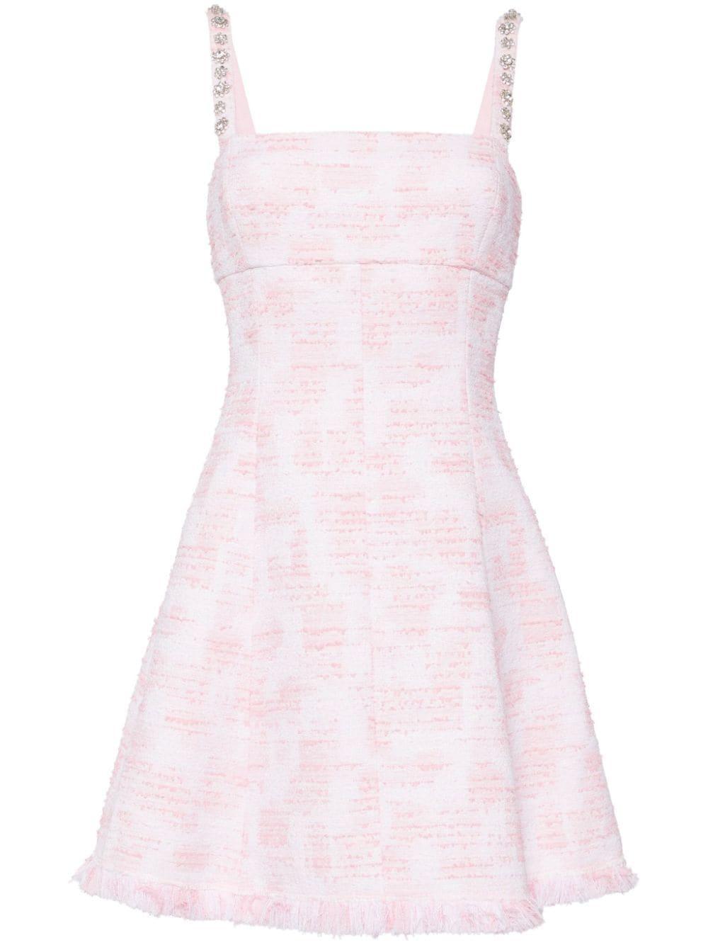 Crystal-embellished Tweed Minidress In Rosa Product Image