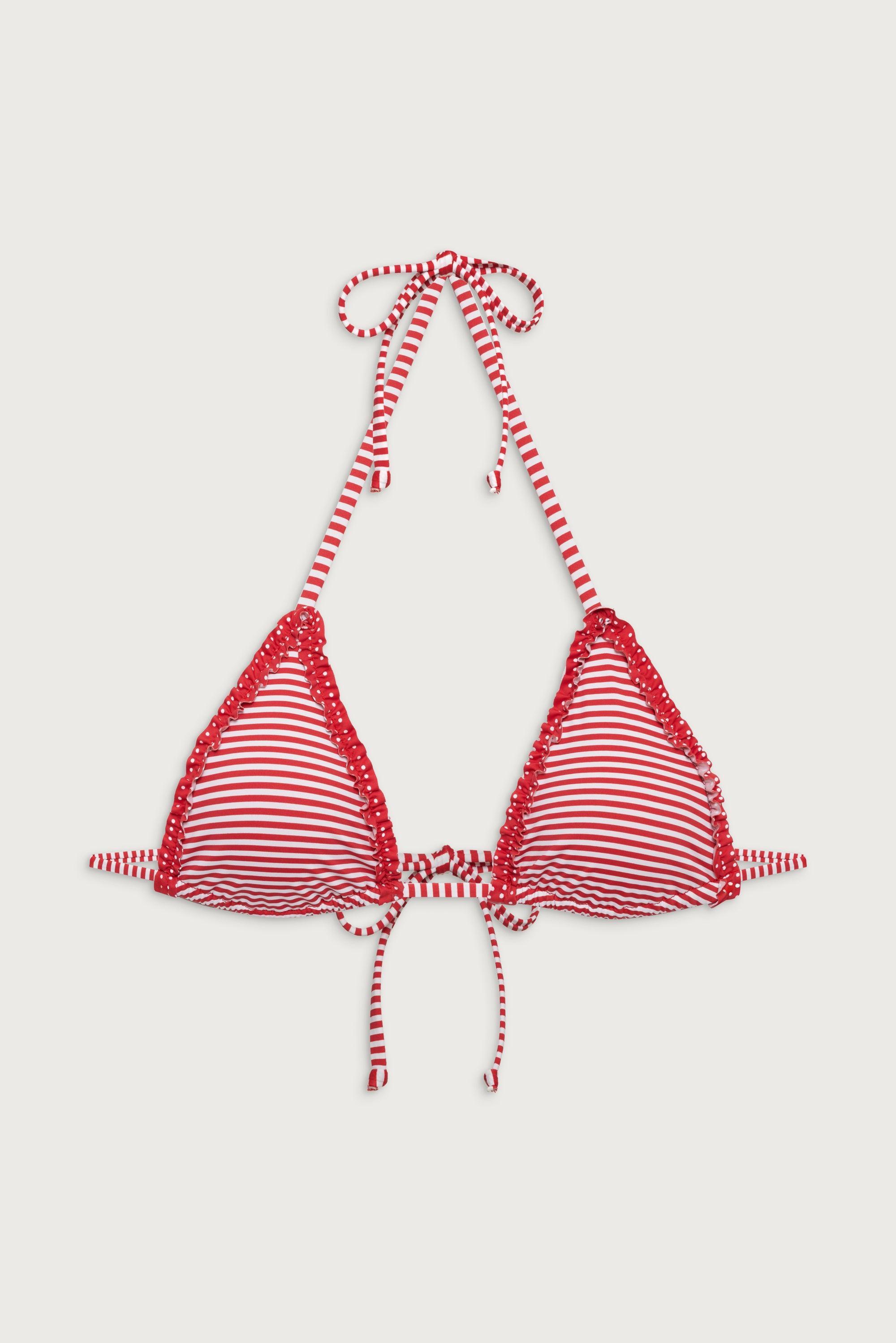 Nick Triangle Halter Bikini Top - Scarlet Stripe Product Image