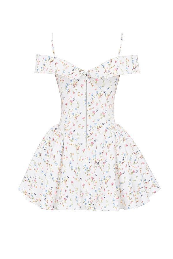 Elida White Posy Print Corset Mini Dress Product Image