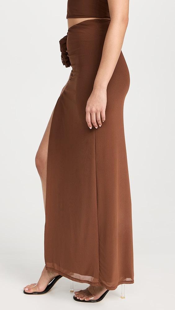 AFRM Kelce Maxi Length Skirt with Rosette Detail | Shopbop Product Image