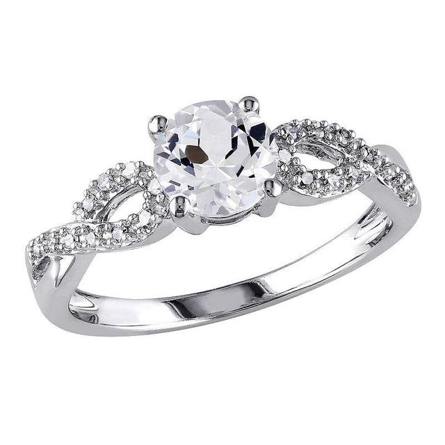 Stella Grace 10k White Gold 1/10 Carat T.W. Diamond & Lab-Created White Sapphire Twist Wedding Ring, Womens Product Image