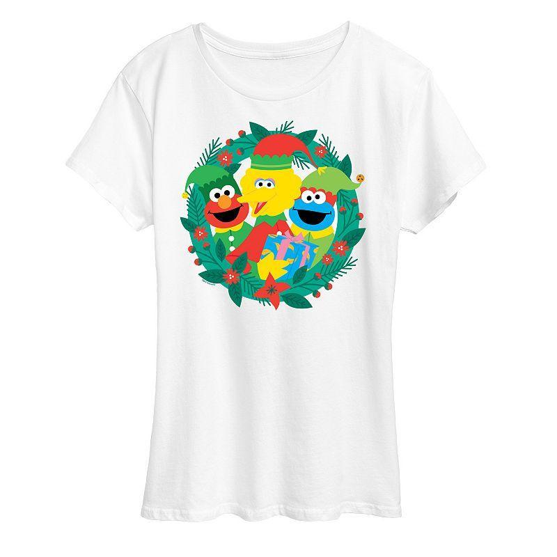 Womens Sesame Street Wreath Graphic Tee, Girls Product Image