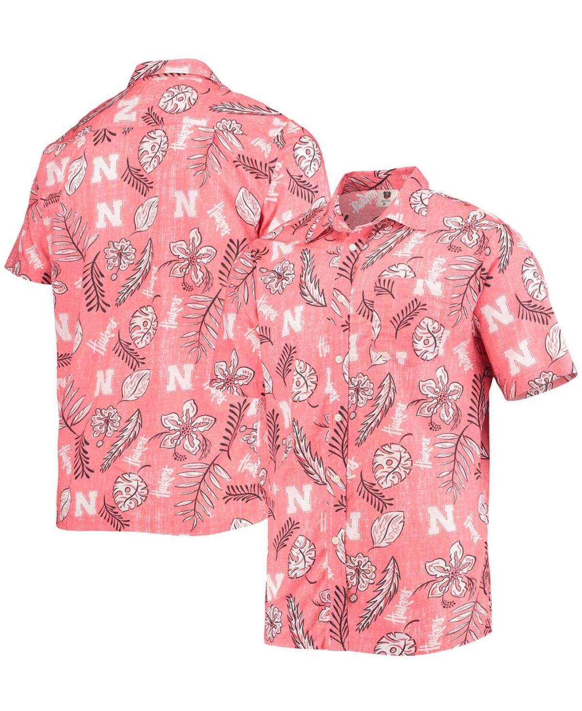 Mens Scarlet Nebraska Huskers Vintage-Like Floral Button-Up Shirt Product Image