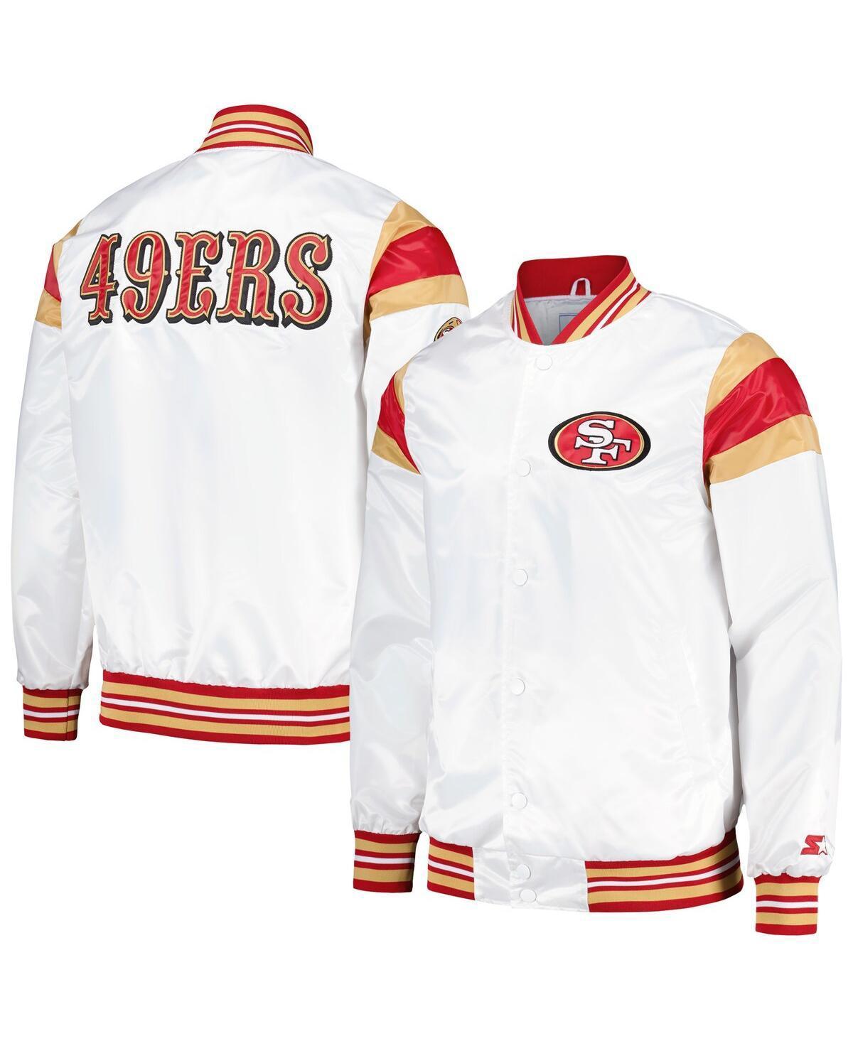 Mens Starter White San Francisco 49ers Satin Full-Snap Varsity Jacket Product Image