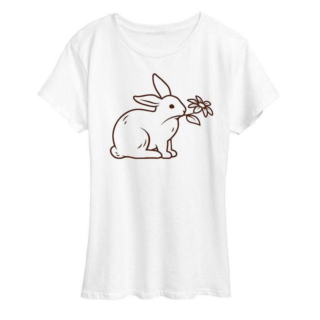 Womens Bunny With Flower Graphic Tee White Product Image