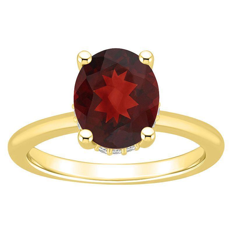 Alyson Layne 14k Gold Oval Garnet & Diamond Accent Ring, Womens Product Image