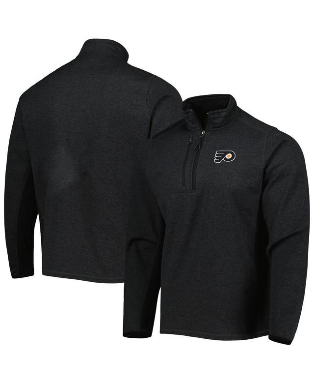 Mens Antigua Heathered Black Philadelphia Flyers Course Quarter-Zip Jacket Product Image