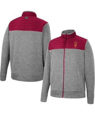 Mens Colosseum Gray/Maroon Arizona State Sun Devils Putter Herringbone Full-Zip Jacket Product Image