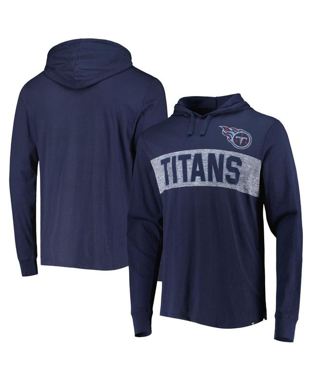 Mens 47 Brand Navy Distressed Tennessee Titans Field Franklin Hooded Long Sleeve T-shirt Product Image