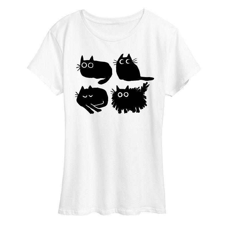 Womens Sketched Black Cats Graphic Tee Red Product Image