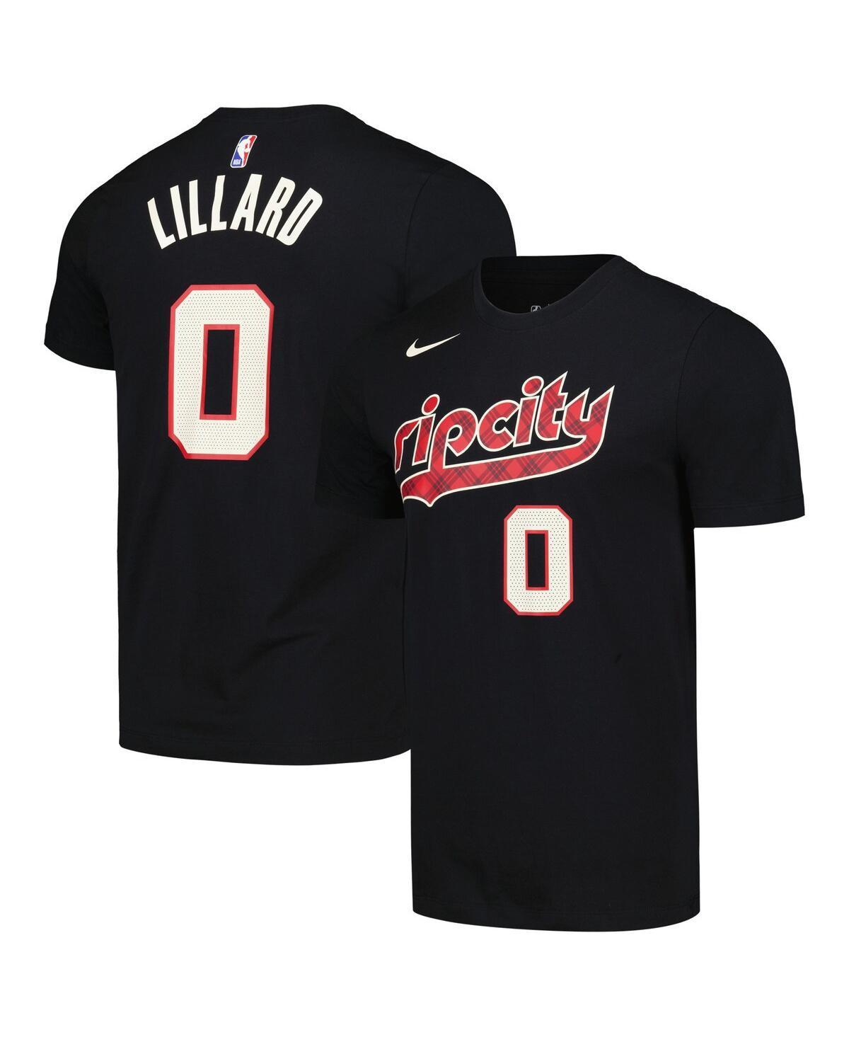 Mens Nike Damian Lillard Black Portland Trail Blazers 2023/24 City Edition Name and Number T-shirt Product Image