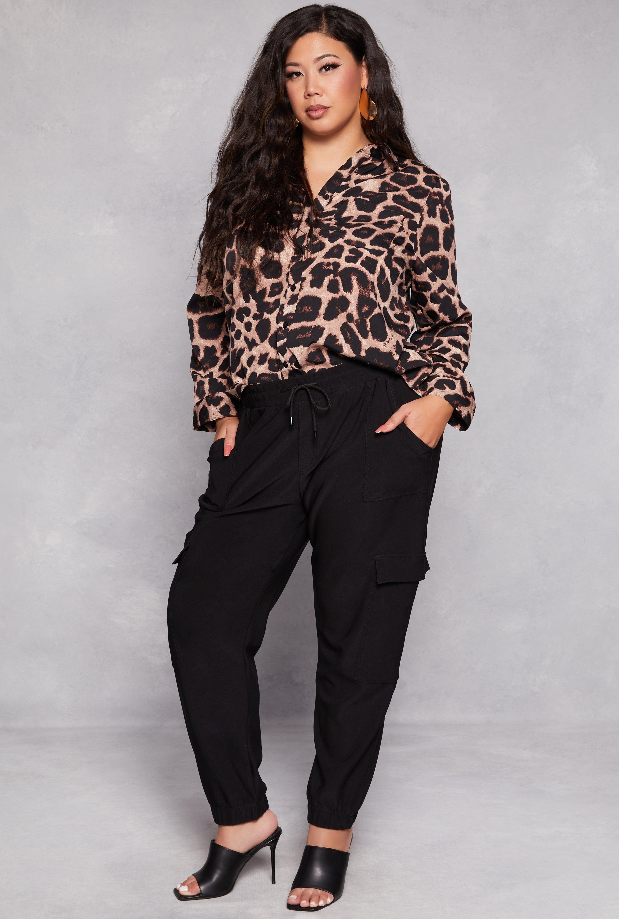 Womens Plus Size Cargo High Waist Joggers Product Image