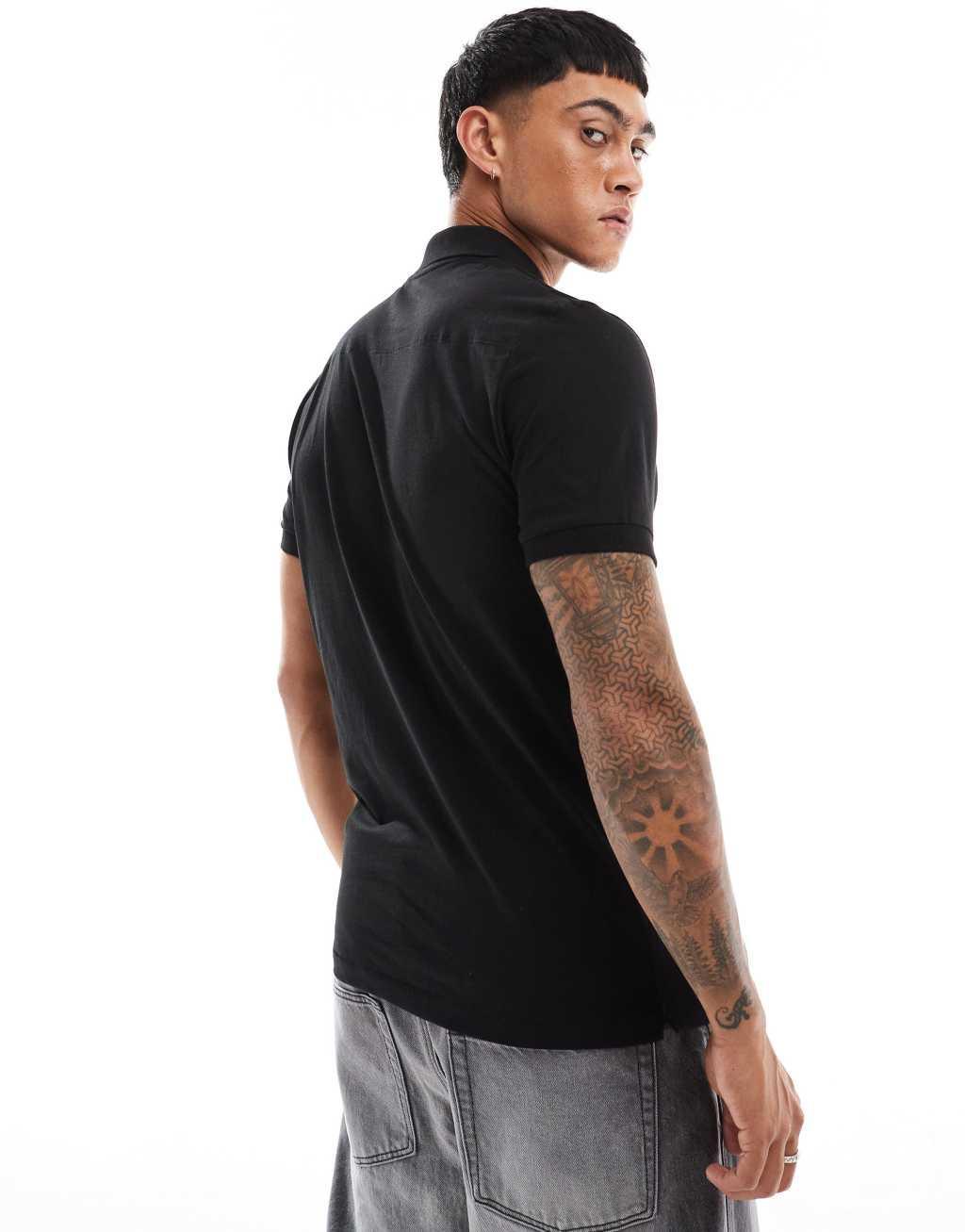 FCUK chest logo polo in black Product Image