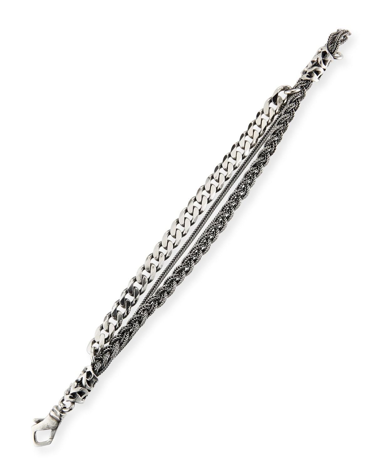 Mens Multi-Strand Sterling Silver Bracelet Product Image