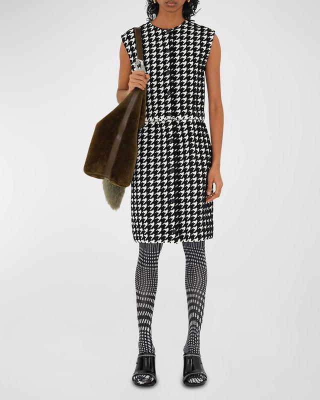 Houndstooth Button Sleeveless Dress Product Image