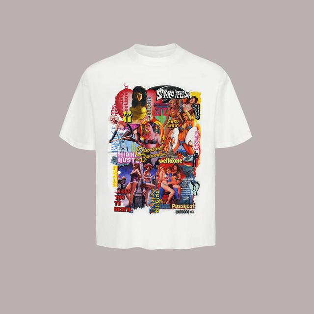 Vintage Magazine Character Collage Pattern Printing Cotton T-Shirt Product Image