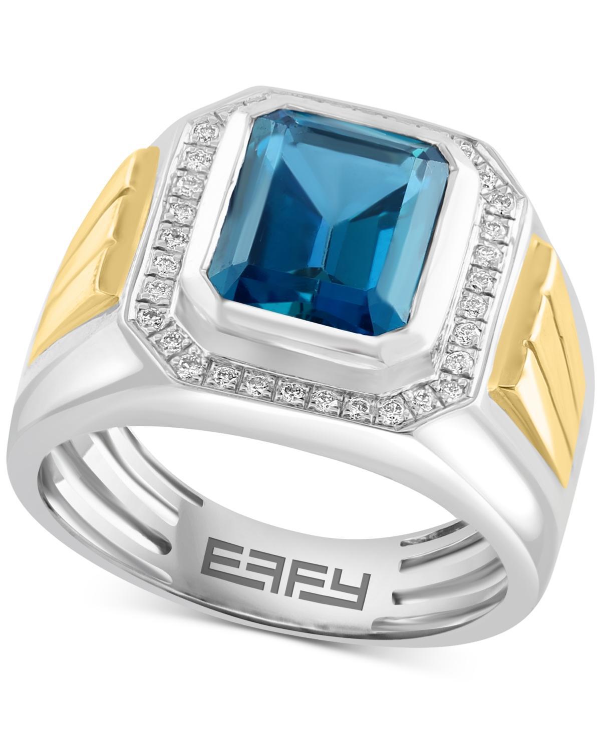 Effy Mens London Blue Topaz (5-1/10 ct. t.w.) & Diamond (1/5 ct. t.w.) Ring in Sterling Silver & 18k Gold-Plate Product Image