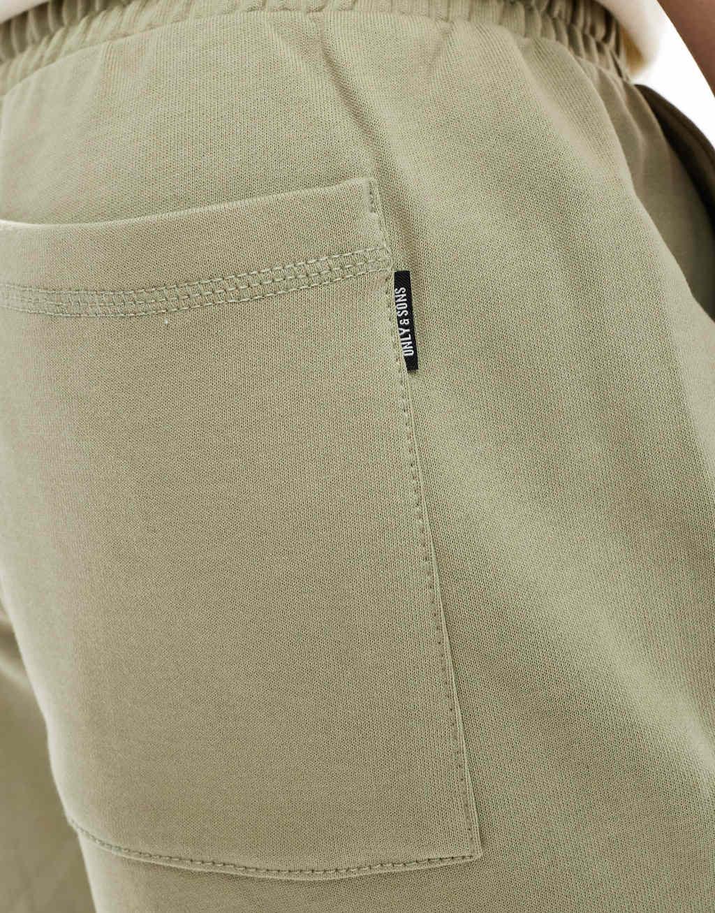 ONLY & SONS pull on jersey shorts in sage Product Image