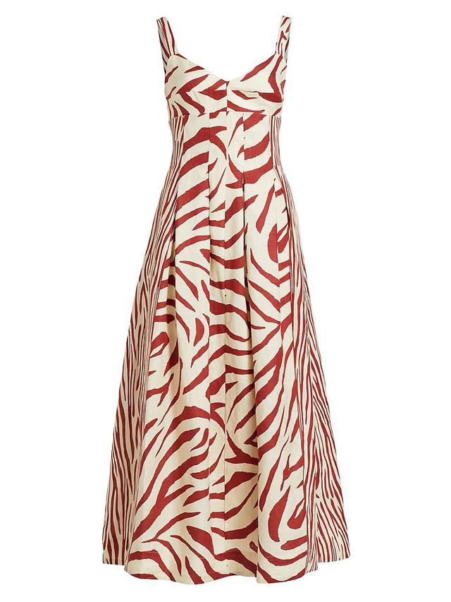 Womens Selene Zebra Stripe Seamed Cami Midi-Dress Product Image