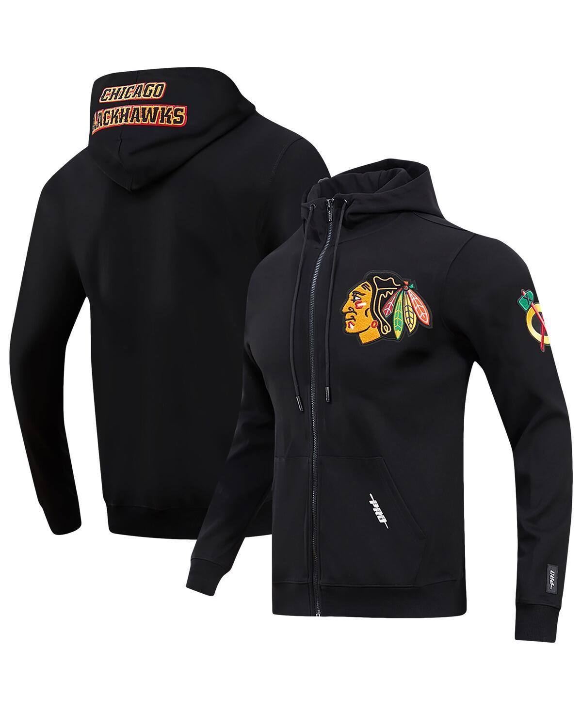 Mens Pro Standard Black Chicago Blackhawks Classic Chenille Full-Zip Hoodie Jacket Product Image