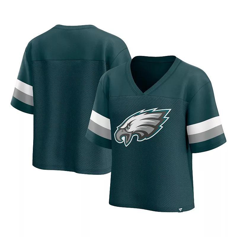 Womens Fanatics Branded Midnight Philadelphia Eagles Established Jersey Cropped V-Neck T-Shirt Product Image