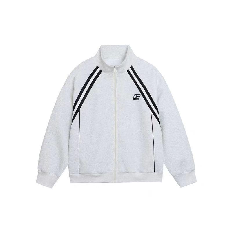 Striped Print Zip-Up Tracksuit Jacket Product Image