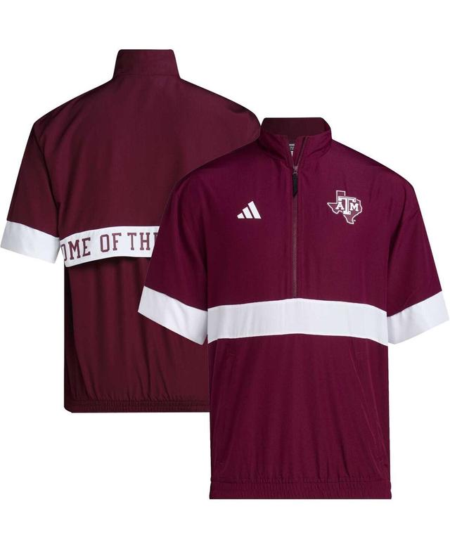 Mens adidas Maroon Texas A&M Aggies Strategy Short Sleeve Half-Zip Jacket Product Image