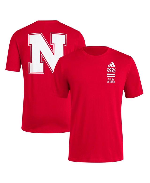 Mens adidas Scarlet Nebraska Huskers Reverse Retro Baseball 2 Hit T-Shirt Product Image