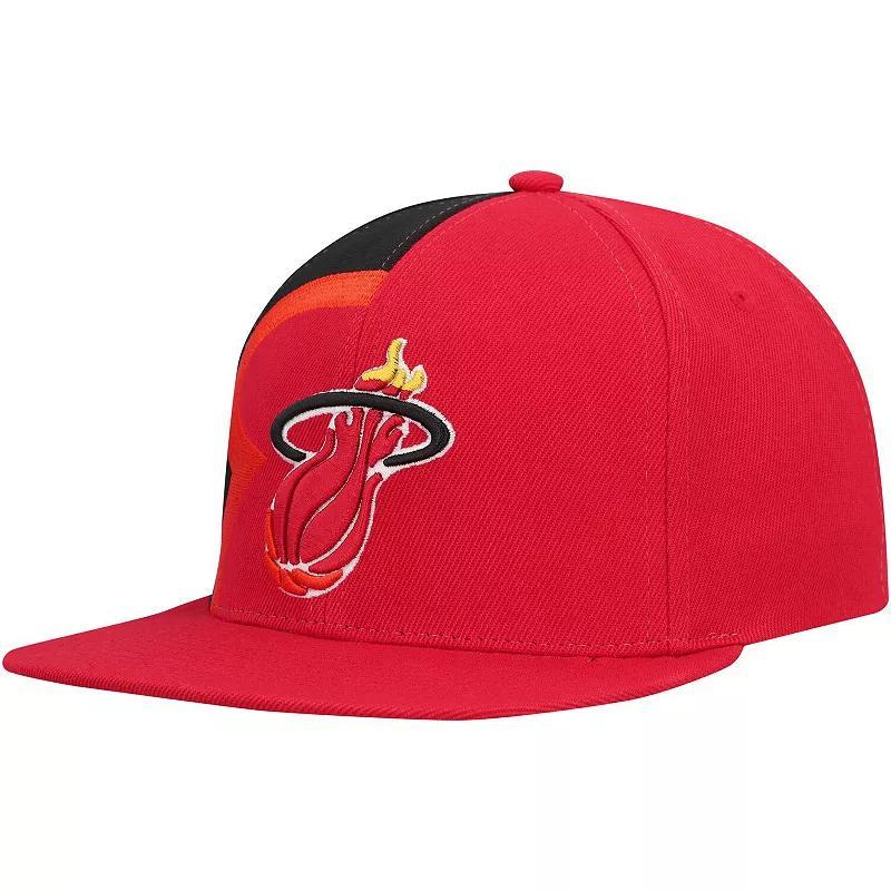 Mens Mitchell & Ness Red Miami Heat Hardwood Classics Retroline Snapback Hat Product Image