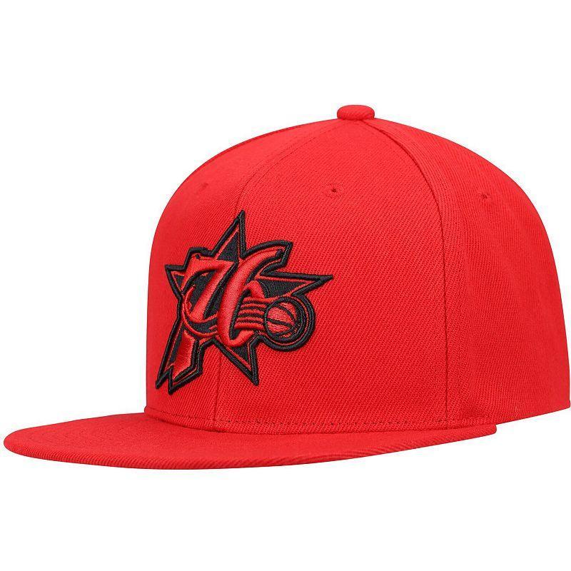 Mens Mitchell & Ness Red Philadelphia 76ers Hardwood Classics Tonal Snapback Hat Product Image