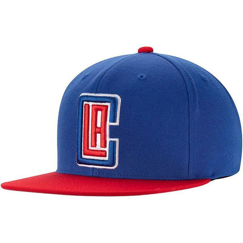 Mens Mitchell & Ness Royal/Red LA Clippers Two-Tone Wool Snapback Hat Product Image