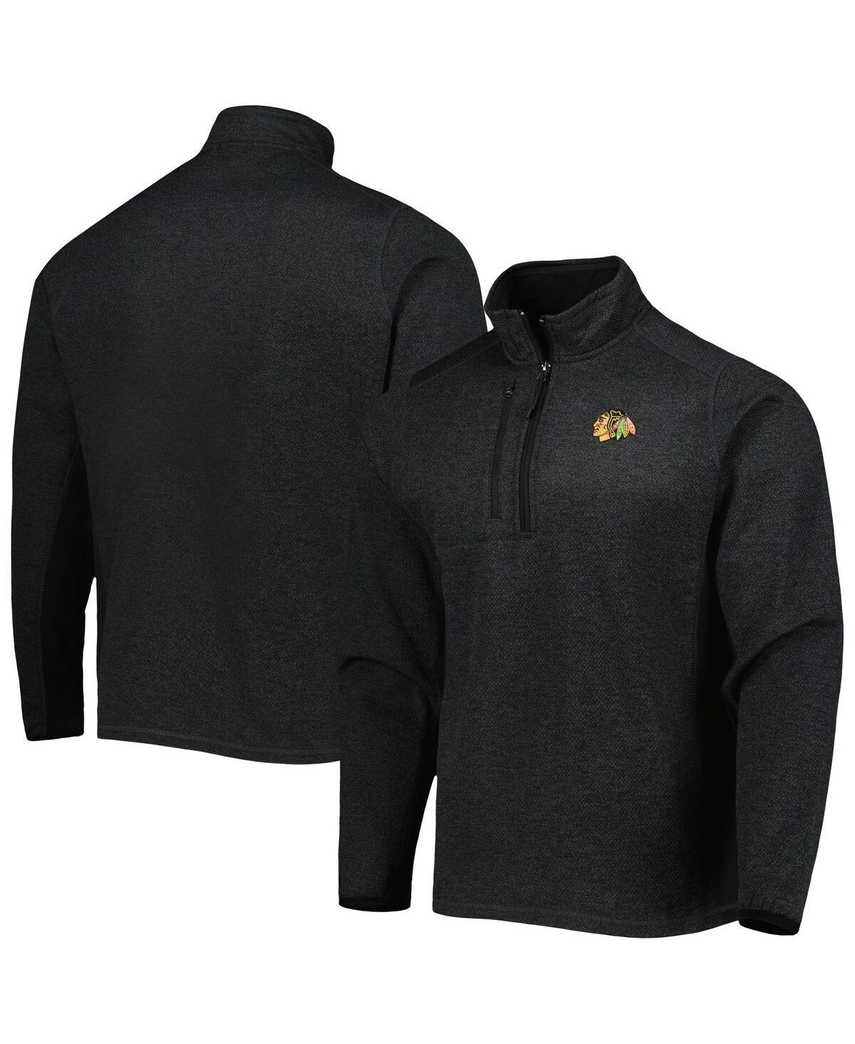 Mens Antigua Heathered Black Chicago Blackhawks Course Quarter-Zip Jacket Product Image