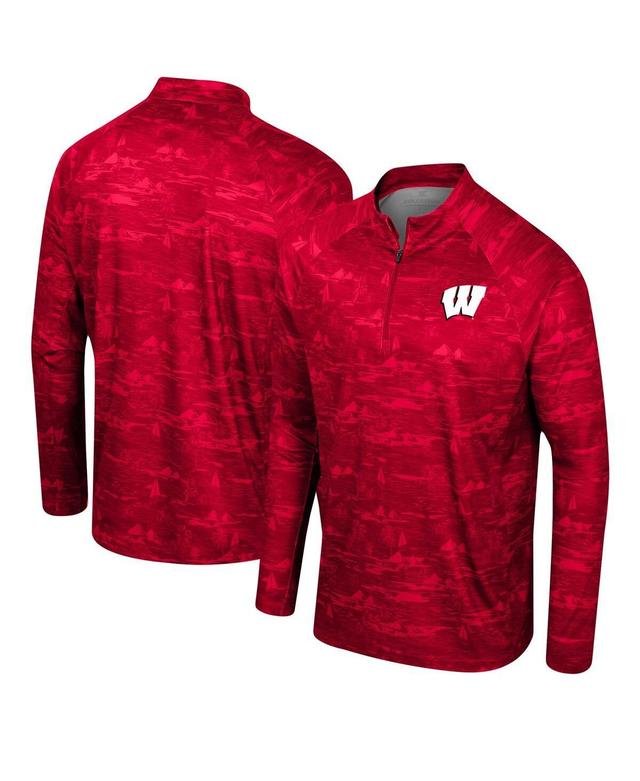 Mens Colosseum Red Wisconsin Badgers Carson Raglan Quarter-Zip Jacket Product Image