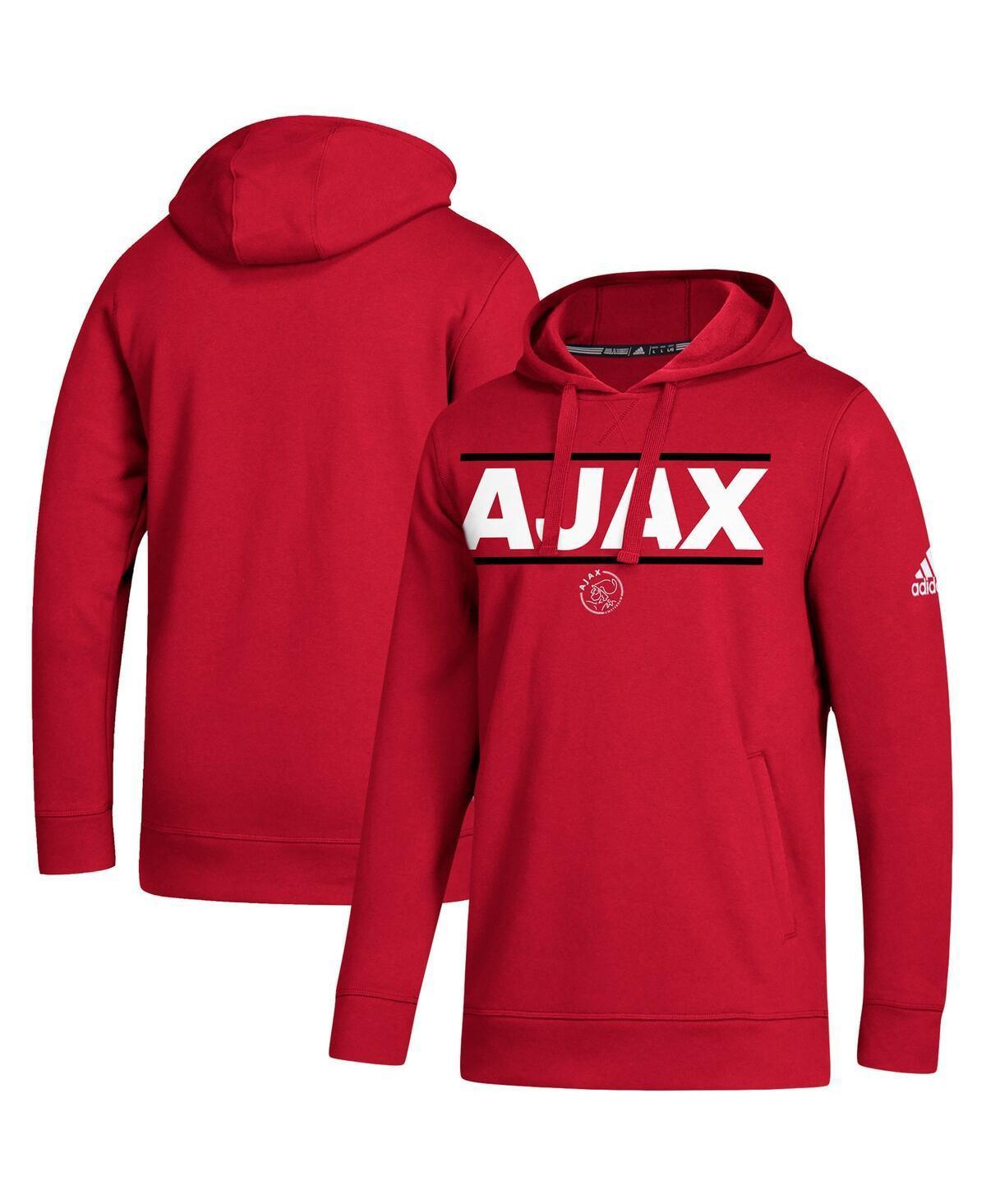 Mens adidas Red Ajax Lockup Pullover Hoodie Product Image