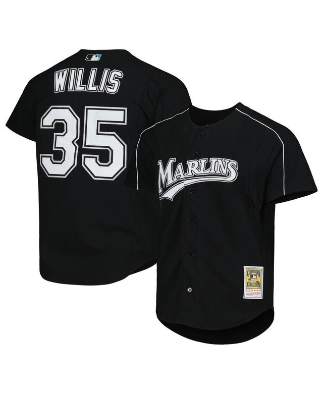 Mens Mitchell & Ness Dontrelle Willis Black Florida Marlins Cooperstown Collection Mesh Batting Practice Button-Up Jersey - Black Product Image