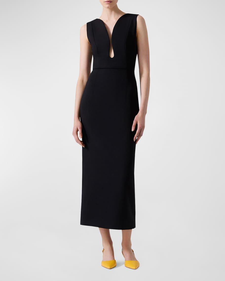 Plunging U-Neck Sleeveless Midi Dress Product Image