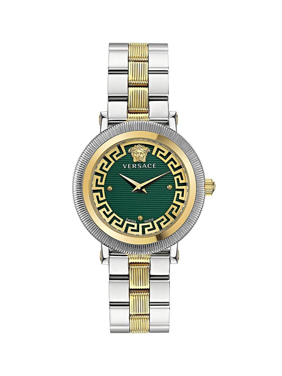 Mens Greca Flourish IP Yellow Gold Stainless Steel Bracelet Watch/35MM Product Image