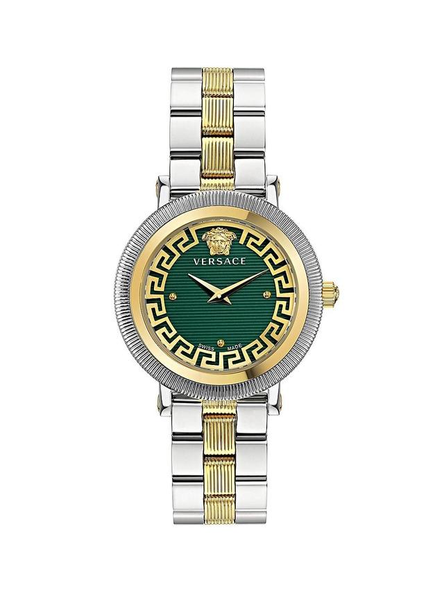 Versace Womens Swiss Greca Flourish Two-Tone Stainless Steel Bracelet Watch 35mm Product Image