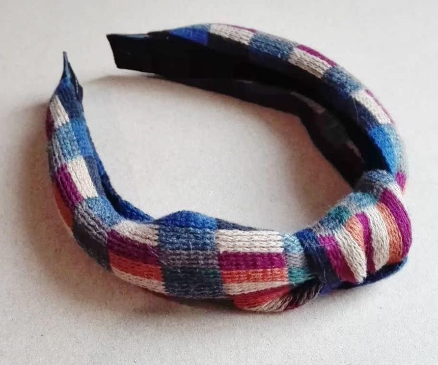 Plaid Knot Knit Headband Product Image