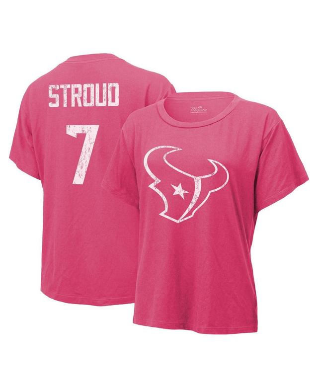 Womens Majestic Threads C.j. Stroud Pink Distressed Houston Texans Name and Number T-shirt Product Image