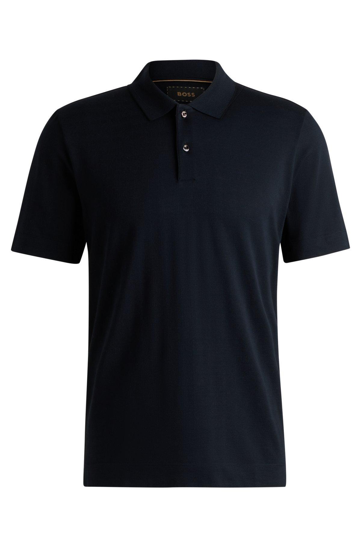 Relaxed-fit polo shirt in cotton-silk checked jacquard Product Image