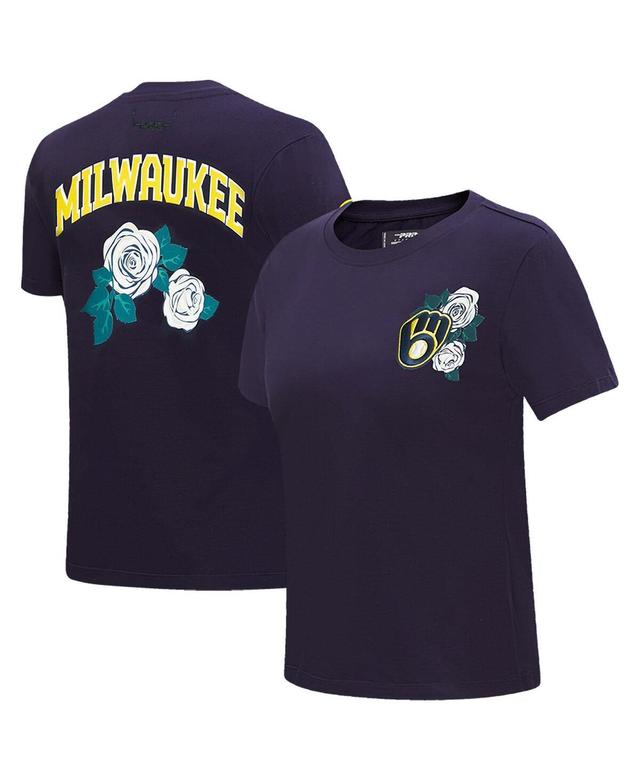 Womens Pro Standard Navy Milwaukee Brewers Roses T-shirt Product Image