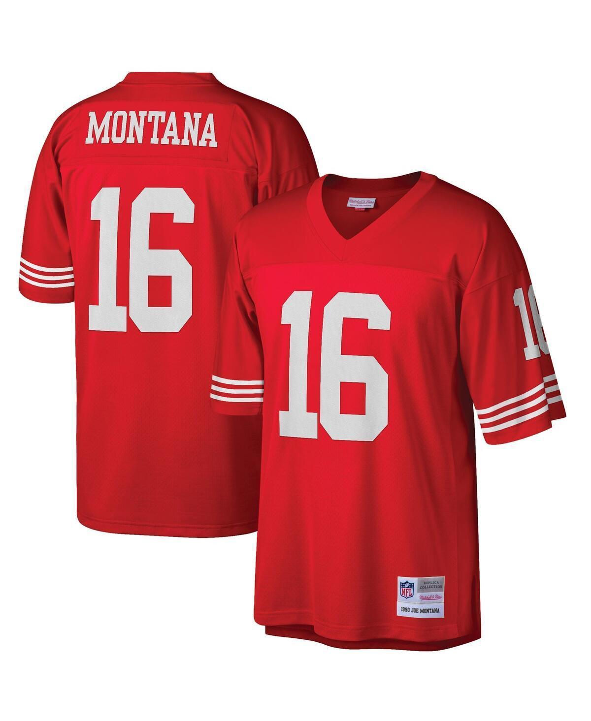 Mens Mitchell & Ness Joe Montana Scarlet San Francisco 49ers Big & Tall 1990 Retired Player Replica Jersey Product Image