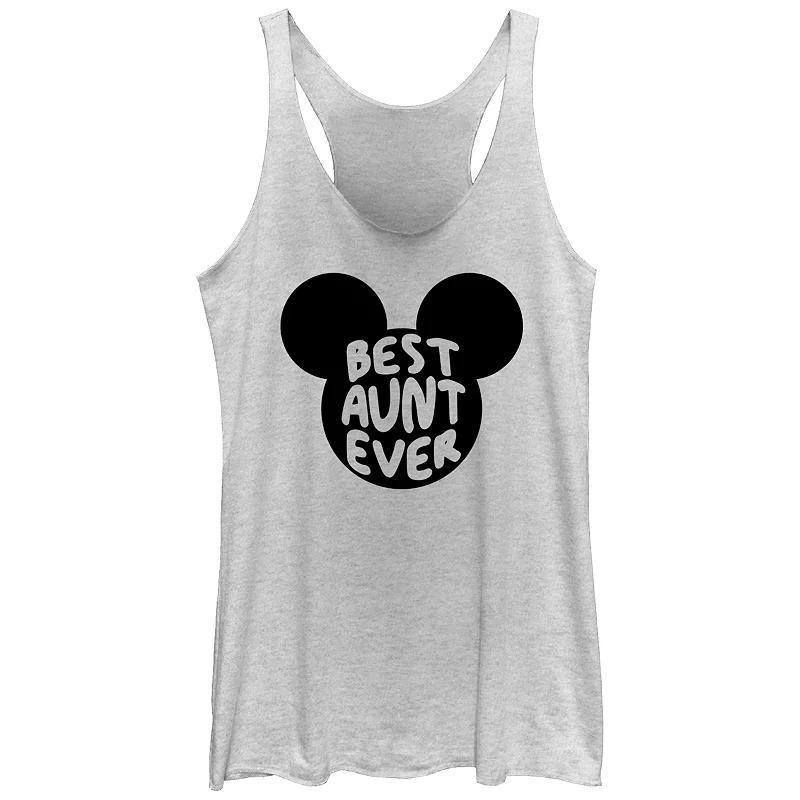 Disneys Mickey Mouse Best Aunt Ever Womens Racerback Tank Top White Grey Product Image