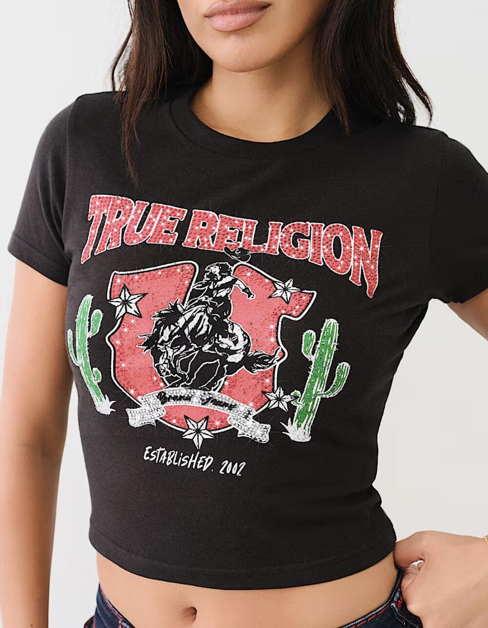 TRUE RELIGION Crystal Western Womens Baby Tee Product Image