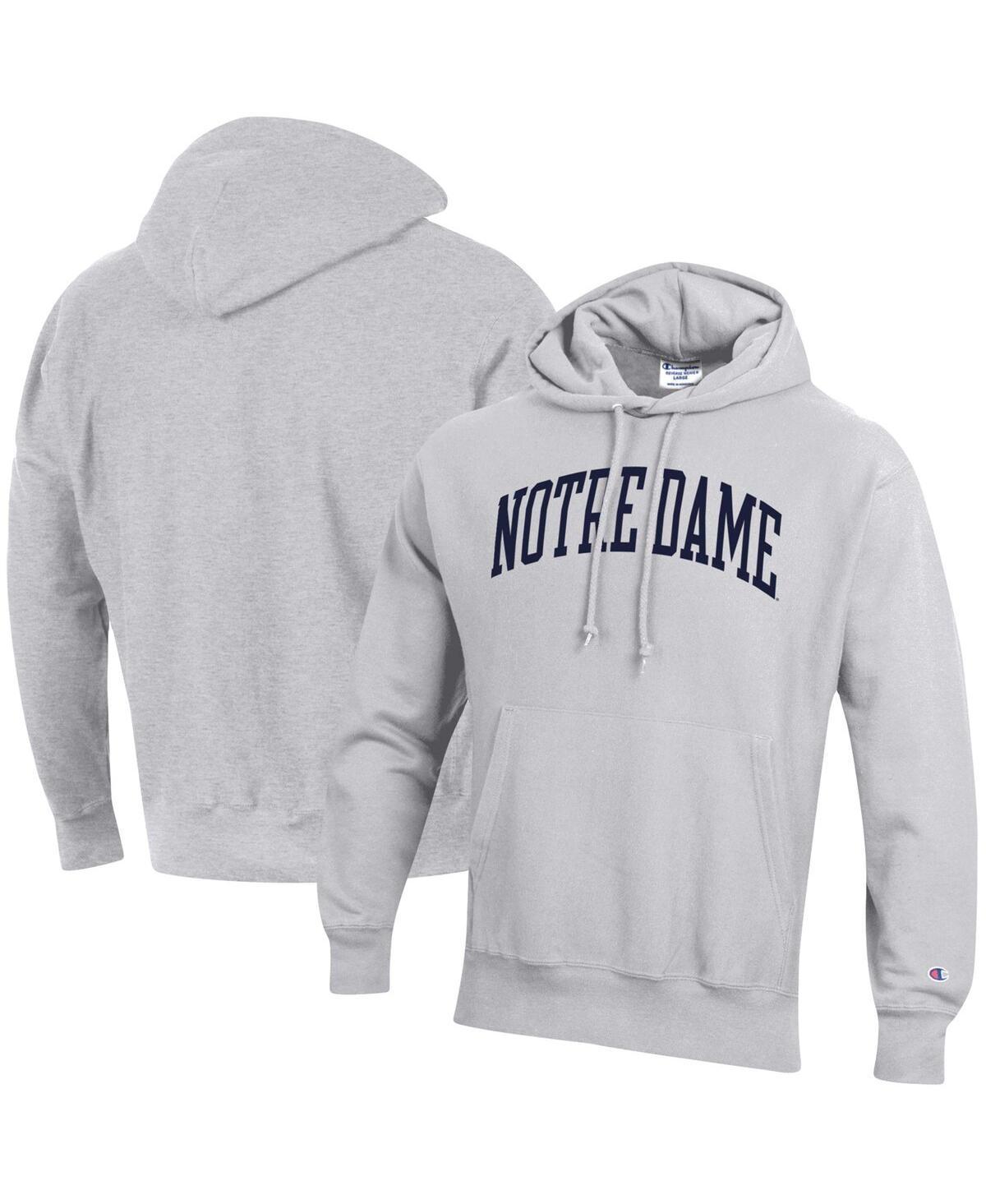 Mens Champion Heathered Gray Notre Dame Fighting Irish Team Arch Reverse Weave Pullover Hoodie Product Image