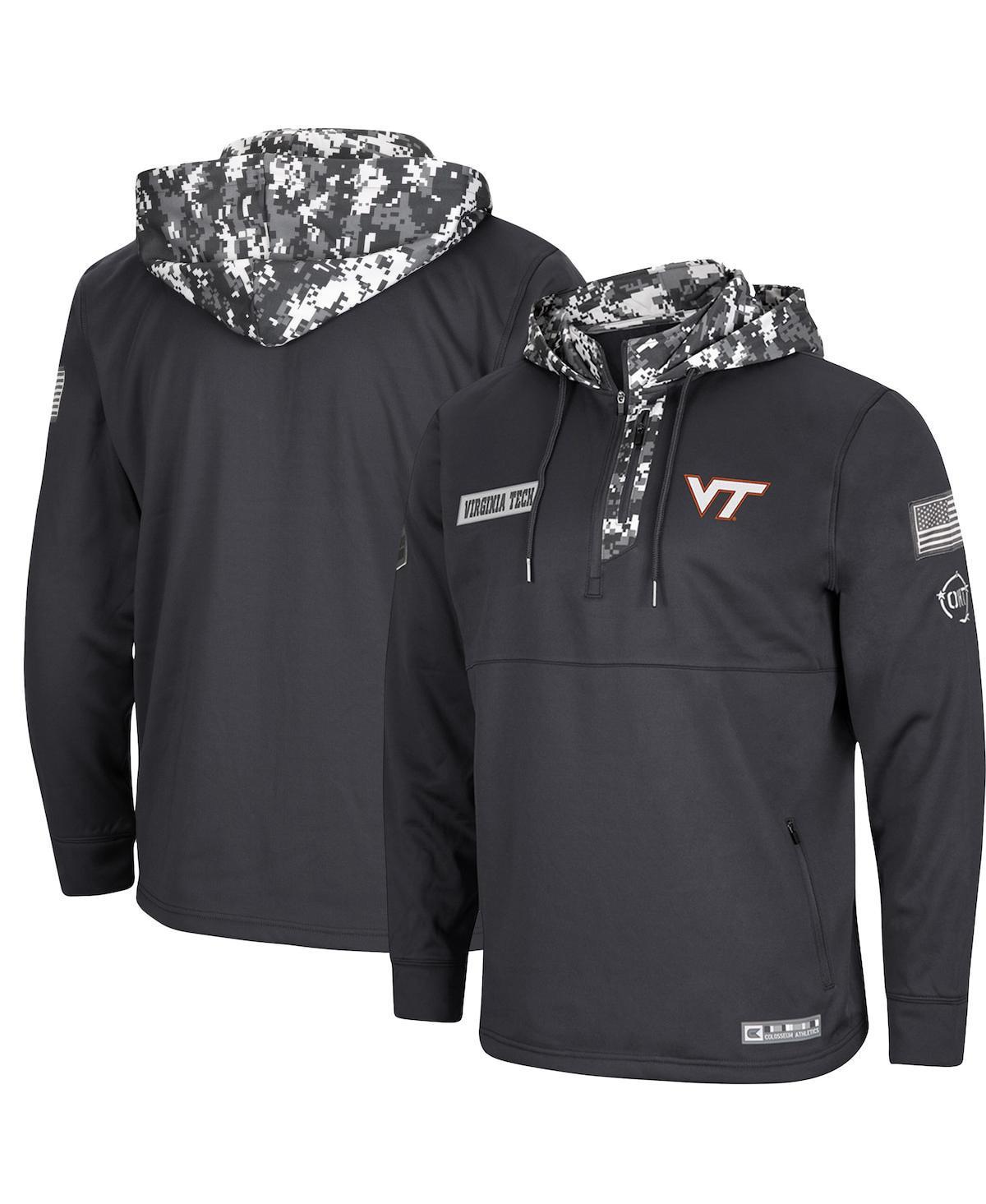 Mens Colosseum Virginia Tech Hokies OHT Military Appreciation Digital Camo Quarter-Zip Hoodie Grey Product Image